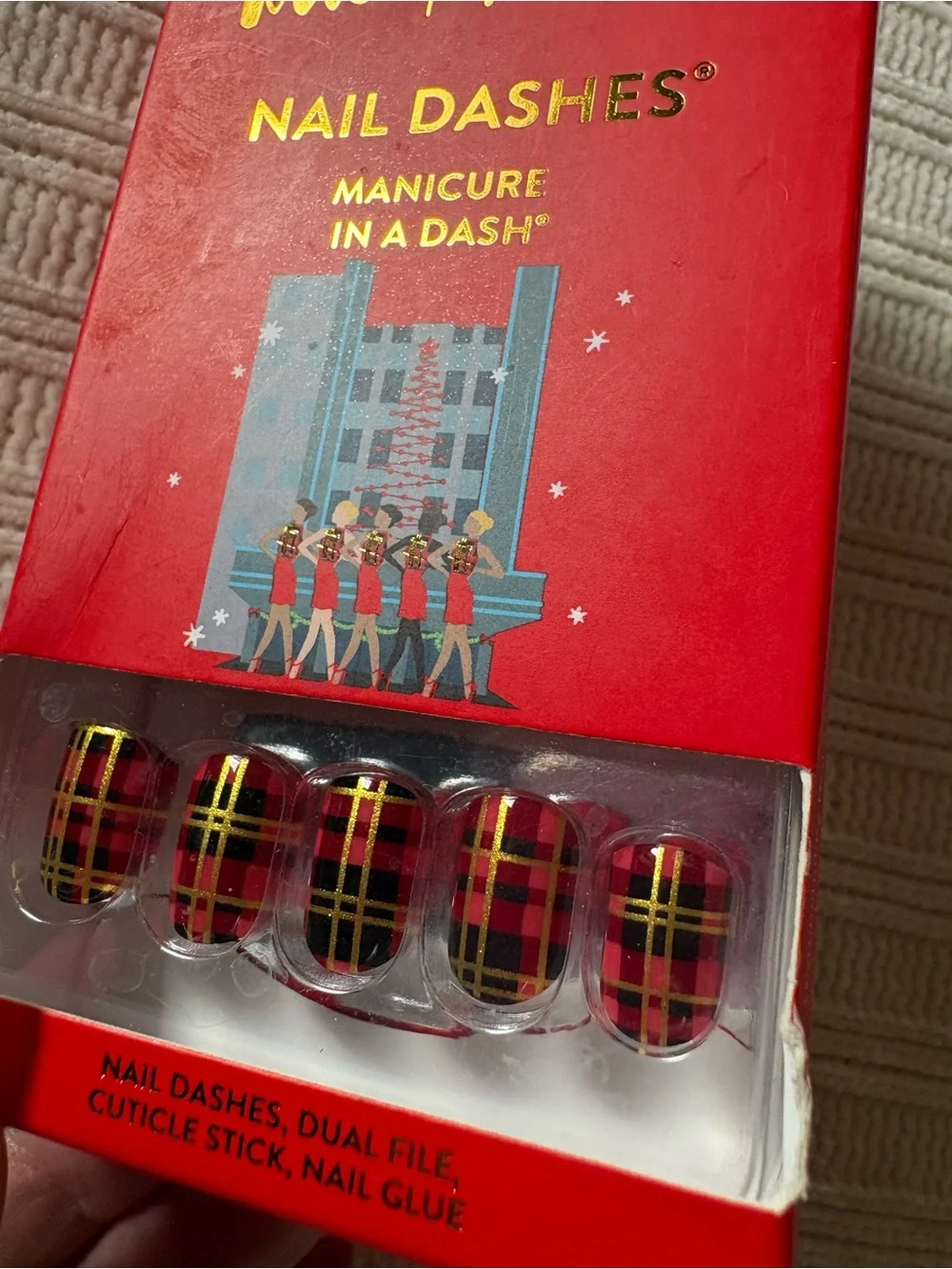 Red Aspen Red Plaid Nail Dashes Press-On Nails Kickin It With Roman